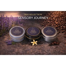 Korıxa Sensory Journey 3’lü Mini Kokulu Mum Seti – Premium Metal Kutulu Mum (Lavanta, Amber, Kahve)