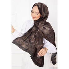 Msc Çiçek Desen Bambu Şal Serisi Koyu Kahve