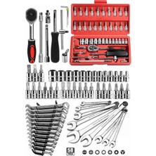 ZHL Tools Zhltools 58 Parça Set 46 Parça Lokma Takımı Otomatik Cırcır 1/4 12 Parça Kombine Açık Ağız Yıldız Anahtar Takımı