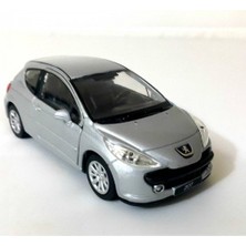 Welly 1:36 Ölçek Gri Metal Peugot 207 Diecast Araba Detaylı Tasarım ile Koleksiyonluk
