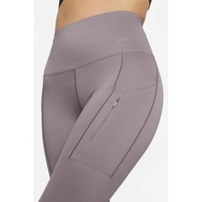 Nike Trainng Go Dri Fit Infinalock High Rise 7/8 Leggings 6 Cepli Toparlayıcı Yüksek Belli Reflektörlü Antrenman Taytı Koyu Mor