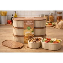 Bm House Bmhouse 4’lü Oval Saklama Kabı Seti Kapaklı Erzak & Kahvaltılık Saklama Kabı Mutfak Düzenleyici