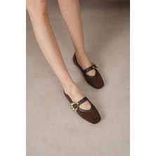 Mio Gusto Freya Kahverengi Kalp Tokalı Kadın Babet