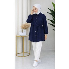 Moda Neva Yandan Bağlama Detaylı Rahat Kalıp Gömlek