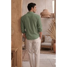 Tarz Cool Erkek Keten Karışımlı Gömlek Relaxed Yazlık Ince Kumaş Şık Casual Gömlek