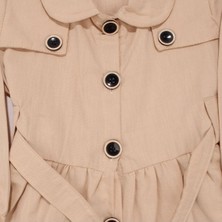 by BebekOdam Kız Çocuk Bej Düğmeli Kemerli Uzun Kollu Elbise - 1010854