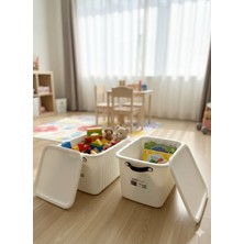 Boxsıs 15L Kapaklı Plastik Saklama Kutusu – Kulplu Çok Amaçlı Organizer Box