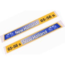 Peren Traktör New Holland 65-56S Yan Yazı Takımı Kaporta Etiketi Sağ - Sol Kaput Sticker Seti Mavi Tip