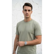 Plus Scorpion Erkek Slim Fit Basic Tişört – Bisiklet Yaka, Düz Kumaş, Yazlık Model