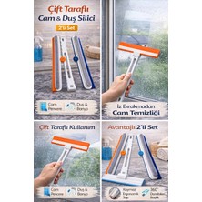 Bm House Bmhouse 2’li Katlanır Cam ve Duş Sileceği Çift Taraflı Cam Silme Aparatı (Turuncu + Lacivert)