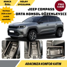 PSA Code Yeni Kasa Jeep Compass 2025 ve Üzeri Orta Konsol Kolçak, Saklama Kutusu, Kolçak Düzenleyici