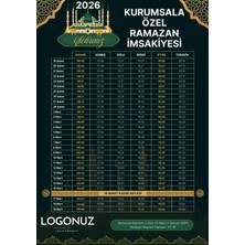 Photonom 50 Adet Logo Baskılı Ramazan Imsakiyesi - Özel Baskılı Promosyon - Kalın Kuşe Kağıt 20X30CM