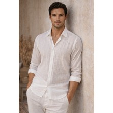 Tarz Cool Erkek Keten Karışımlı Gömlek Relaxed Yazlık Ince Kumaş Şık Casual Gömlek