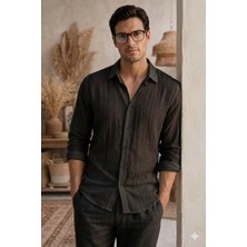 Tarz Cool Erkek Keten Karışımlı Gömlek Relaxed Yazlık Ince Kumaş Şık Casual Gömlek