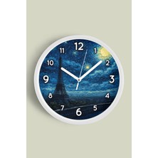 JHAAR Yağlı Boya Duvar Saati – Sanatsal, Soyut, Bohem ve Manzara Temalı Modern Saat - 25CM - Önü Camlı Beyaz Kasa