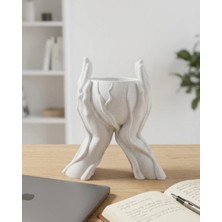 Eilo Luxe Estetik El Figürlü Dekoratif 3D Baskı Vazo Saksı Ev Dekorasyonu - AA002C-68AN56