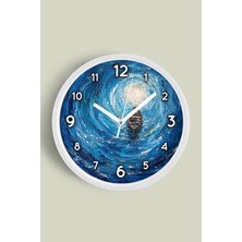 JHAAR Yağlı Boya Duvar Saati – Sanatsal, Soyut, Bohem ve Manzara Temalı Modern Saat - 25CM - Önü Camlı Beyaz Kasa