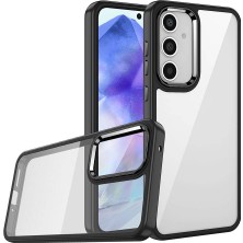 Ceponya Galaxy A05S Kılıf Akrilik Kaplama Şeffaf Renkli Lens Koruma Çerçeveli Moda Luxury Kapak