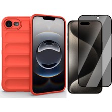 Vendas Zore iPhone 16E Kılıf Esnek Tpu Oyuklu Arka Yüzey Tasarımlı Zore Etnik Silikon Kapak + Hayalet Cam Ekran Koruyucu