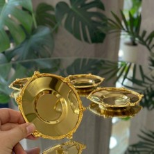 Elta Collection Gold - Gümüş Dekoratif Çerçeveli 6’lı Metal Çay Tabağı Seti – Lüks Çay Sunum Tabağı