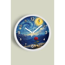 JHAAR Yağlı Boya Duvar Saati – Sanatsal, Soyut, Bohem ve Manzara Temalı Modern Saat - 25CM - Önü Camlı Beyaz Kasa