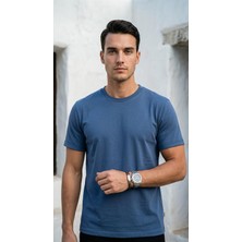 Plus Scorpion Erkek Slim Fit Basic Tişört – Bisiklet Yaka, Düz Kumaş, Yazlık Model