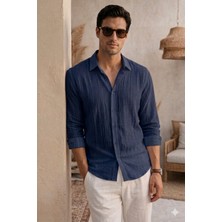 Tarz Cool Erkek Keten Karışımlı Gömlek Relaxed Yazlık Ince Kumaş Şık Casual Gömlek