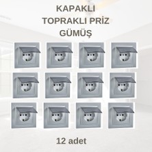 Mono Kapaklı Topraklı Priz- Gümüş