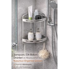 Bm House Bmhouse 2 Katlı Köşe Banyo Rafı Alüminyum Paslanmaz Duş Rafı Şampuanlık Köşe Organizer