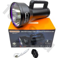 farissu OR-077 200W 10000 Lümen Şarj Edilebilir Profesyonel El Feneri ve Kamp Lambası - 1 Km Menzilli