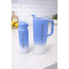 Bm House Bmhouse 2’li Spor Matara Seti Büyük Boy Termos Kupa Araç Içi Bardaklık Uyumlu Su Matarası