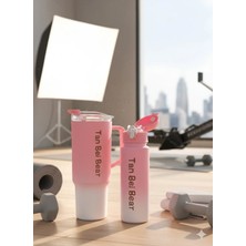 Bm House Bmhouse 2’li Spor Matara Seti Büyük Boy Termos Kupa Araç Içi Bardaklık Uyumlu Su Matarası