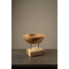 Ocean Point Dekoratif Kase, Ahşap Ayaklı, Gerçek Tik Ağacı, Antre Anahtarlık ve Modern Ev Aksesuarı, 22 cm
