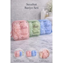 Bm House Bmhouse Seyahat Banyo Seti 3’lü Şeffaf Makyaj Çantası Içinde Havlu ve Banyo Lifi Duş Seti