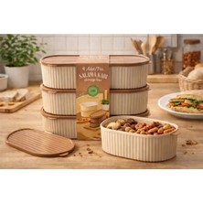 Bm House Bmhouse 4’lü Oval Saklama Kabı Seti Kapaklı Erzak & Kahvaltılık Saklama Kabı Mutfak Düzenleyici