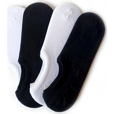 Ozzy Socks Nefes Alabilir Düz Sneakers Patik Pamuk / Elastan 4'lü Paket Beyaz - Siyah