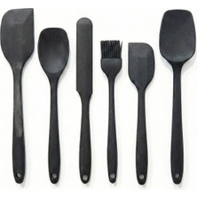 Bm House Bmhouse 6'lı Siyah Silikon Mutfak Gereç Seti – Isıya Dayanıklı Spatula, Kaşık ve Fırça Seti