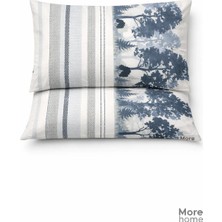 More Home Kapaklı Yastık Kılıfı (2 Adet) 50 x 70 cm Ağaç Desenli Mavi