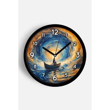 JHAAR Yağlı Boya Duvar Saati – Sanatsal, Soyut, Bohem ve Manzara Temalı Modern Saat - 25CM - Önü Camlı Siyah Kasa