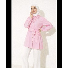 Moda Neva Yandan Bağlama Detaylı Rahat Kalıp Gömlek