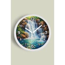 JHAAR Yağlı Boya Duvar Saati – Sanatsal, Soyut, Bohem ve Manzara Temalı Modern Saat - 25CM - Önü Camlı Beyaz Kasa