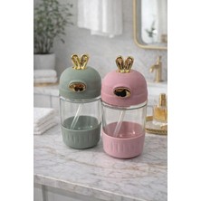 Bm House Bmhouse Tavşan Kulaklı Pipetli Cam Matara Çocuk Suluk Cam Su Şişesi Okul Spor Günlük Kullanım