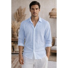 Tarz Cool Erkek Keten Karışımlı Gömlek Relaxed Yazlık Ince Kumaş Şık Casual Gömlek