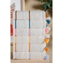 Bersay 6’lı Premium, Bohem, Renkli, Püsküllü ve Çizgili Havlu Seti | Mutfak & El Yüz 30X50 cm