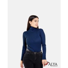 Alya Underwear Kaşkorse Tam Boğazlı Body Sweatshirt, Lacivert,  2xl