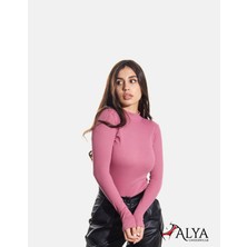 ALYA UNDERWEAR Kaşkorse Yarım Boğazlı Body Sweatshirt, Gül Kurusu