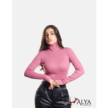 Alya Underwear Kaşkorse Tam Boğazlı Body Sweatshirt, Gül Kurusu, M