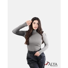 Alya Underwear Kaşkorse Tam Boğazlı Body Sweatshirt, Gri, M