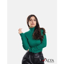 Alya Underwear Kaşkorse Tam Boğazlı Body Sweatshirt, Çimen Yeşili,  S