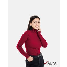 ALYA UNDERWEAR Kaşkorse Tam Boğazlı Body Sweatshirt, Bordo